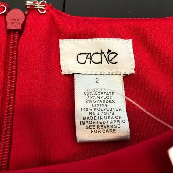 Cache red sleeveless ruched satin sheath dress size 2 NWT romantic cocktail - Picture 13 of 16